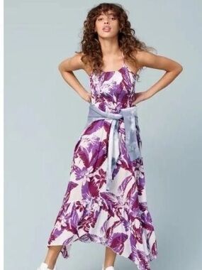 Free People‎ Purple Floral Print Heat Wave Women's Maxi Dress Size XS